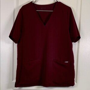 Figs Burgundy V-Neck Casma Scrub Top Medical Hospital Doctor Nurse Size XXL EUC